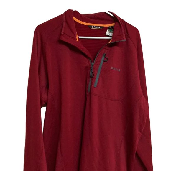 Orvis Other - Men's Orvis Horseshoe Hills Red 1/4 Zip Fleece Pullover Size Large NWT